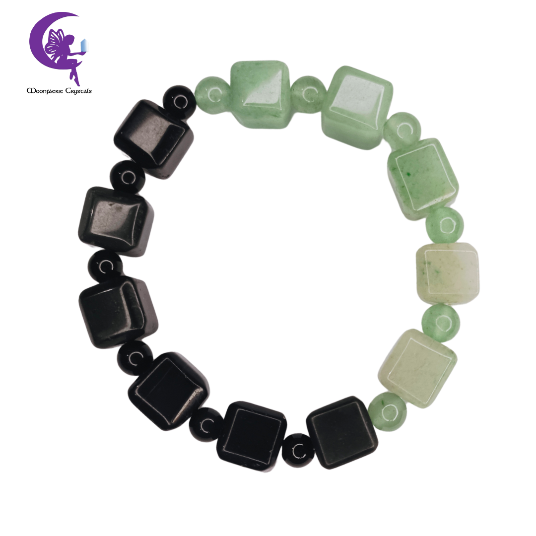 Shadow & Growth Bracelet - Black Obsidian & Green Aventurine