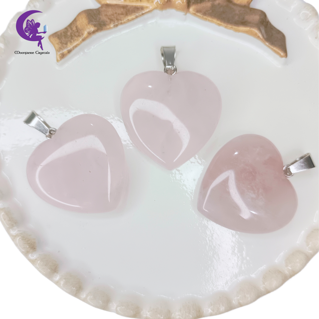 Rose Quartz Heart Pendant for Love, Healing & Serendipity