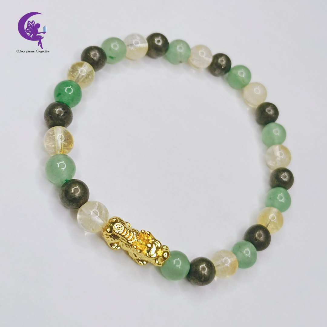 Pi Xiu Abundance Overflow – Green Aventurine, Citrine & Pyrite Bracelet