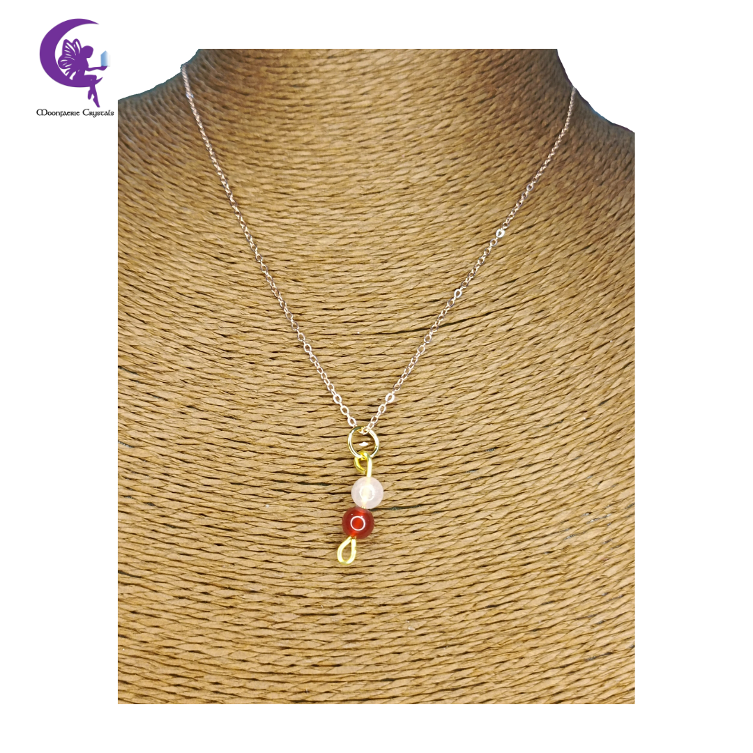 Minimalist Rose Quartz & Carnelian Gem Necklace