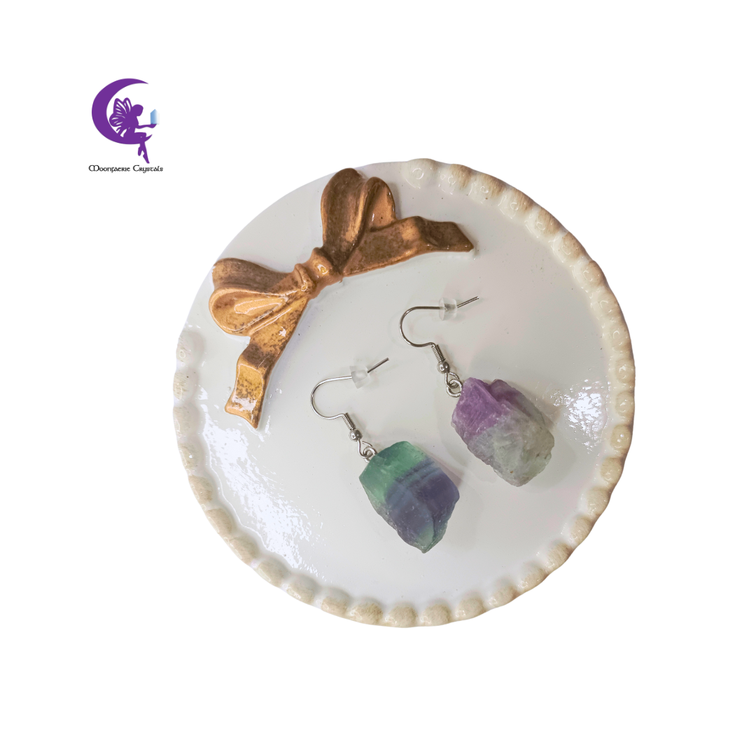 Raw Fluorite Dangle Earrings