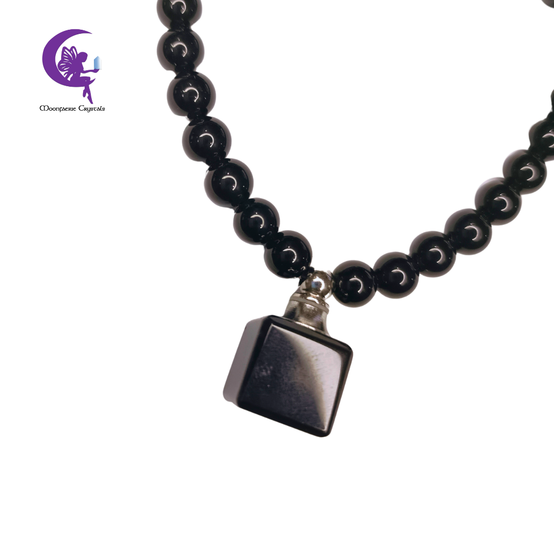 Black Obsidian Refillable Cube Gemstone Bracelet