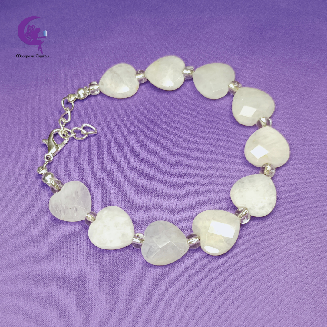 Rainbow Moonstone Faceted Heart Bracelet