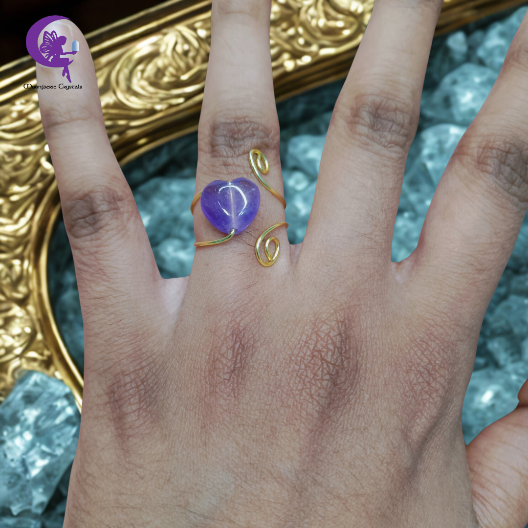 Crown & Third Eye Chakra Healer Ring – Amethyst