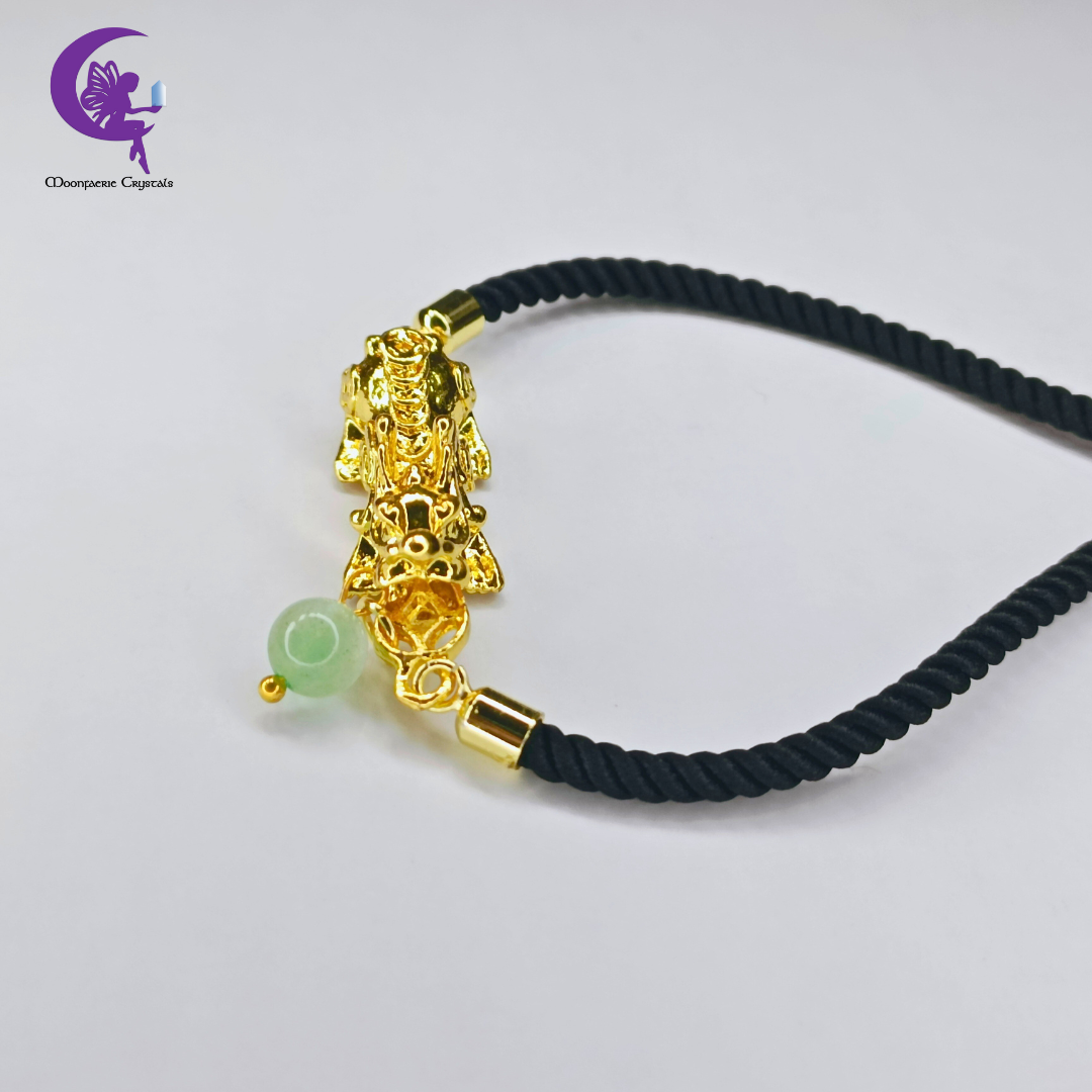 Pi Xiu Green Aventurine Adjustable Bolo Bracelet – Feng Shui Guardian of Prosperity & Peace