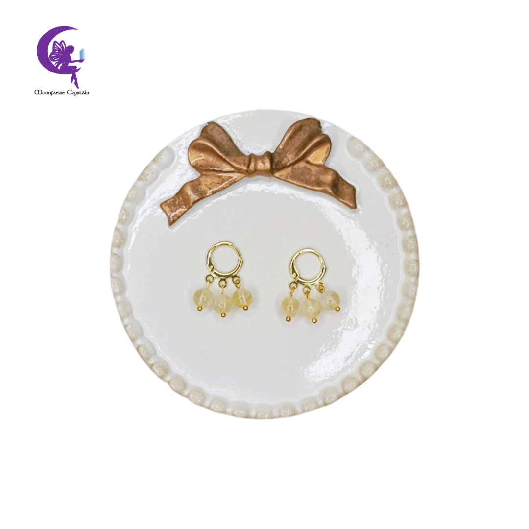Triple Citrine Leverback Earrings — 3x Wealth, Joy, and Manifestation