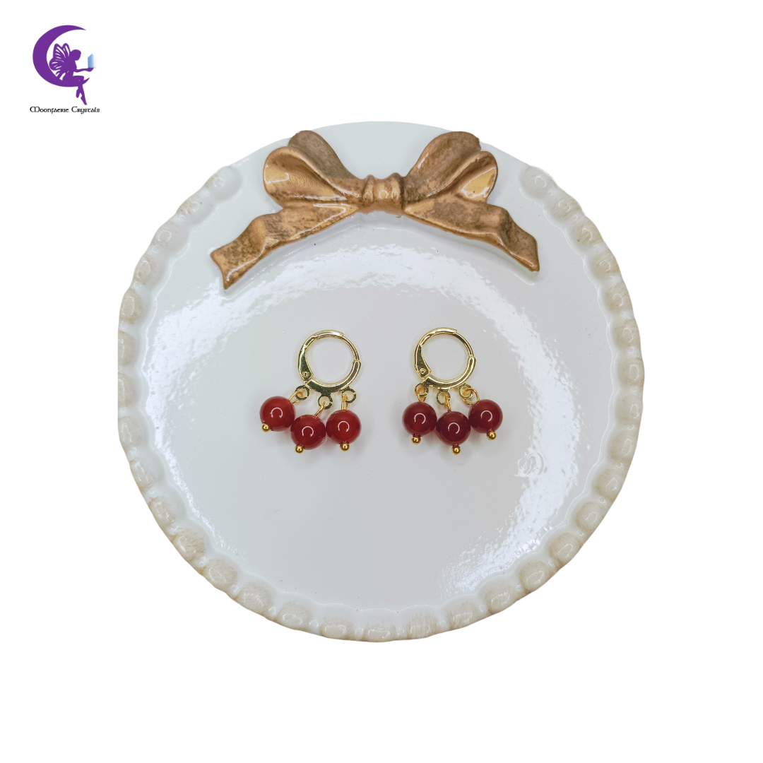 Triple Carnelian Leverback Earrings- 3x Passion, Courage, Creativity, and Vitality