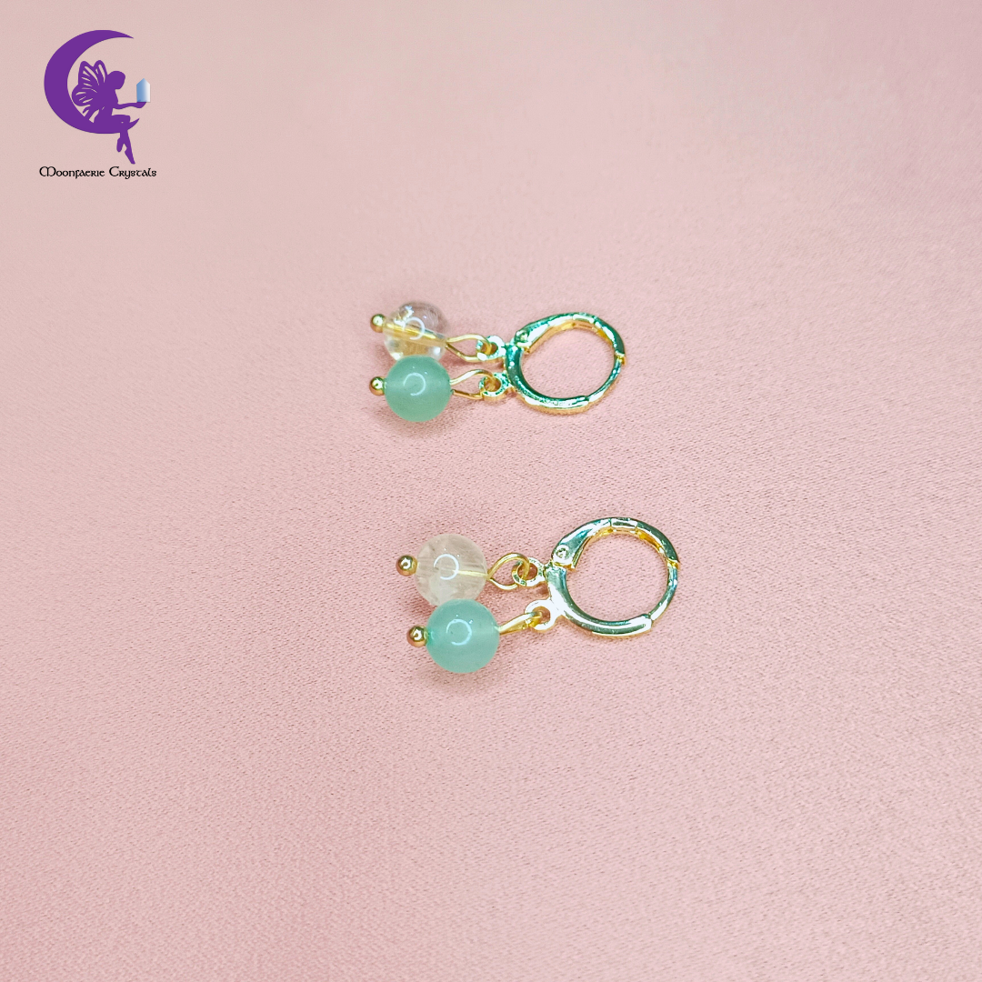 Green Aventurine & Citrine Leverback Earrings
