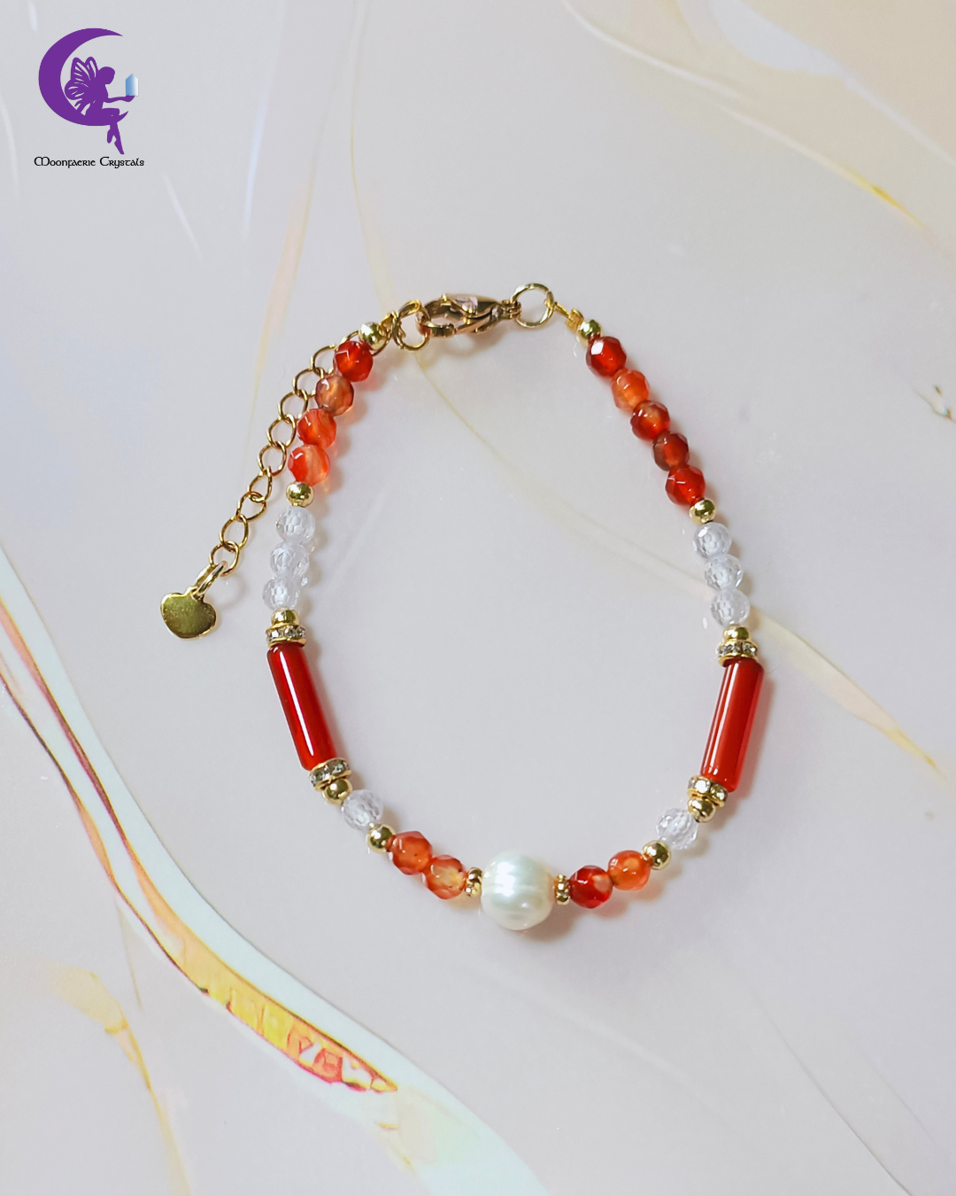 Terra & Marina: Carnelian & Pearl Bracelet