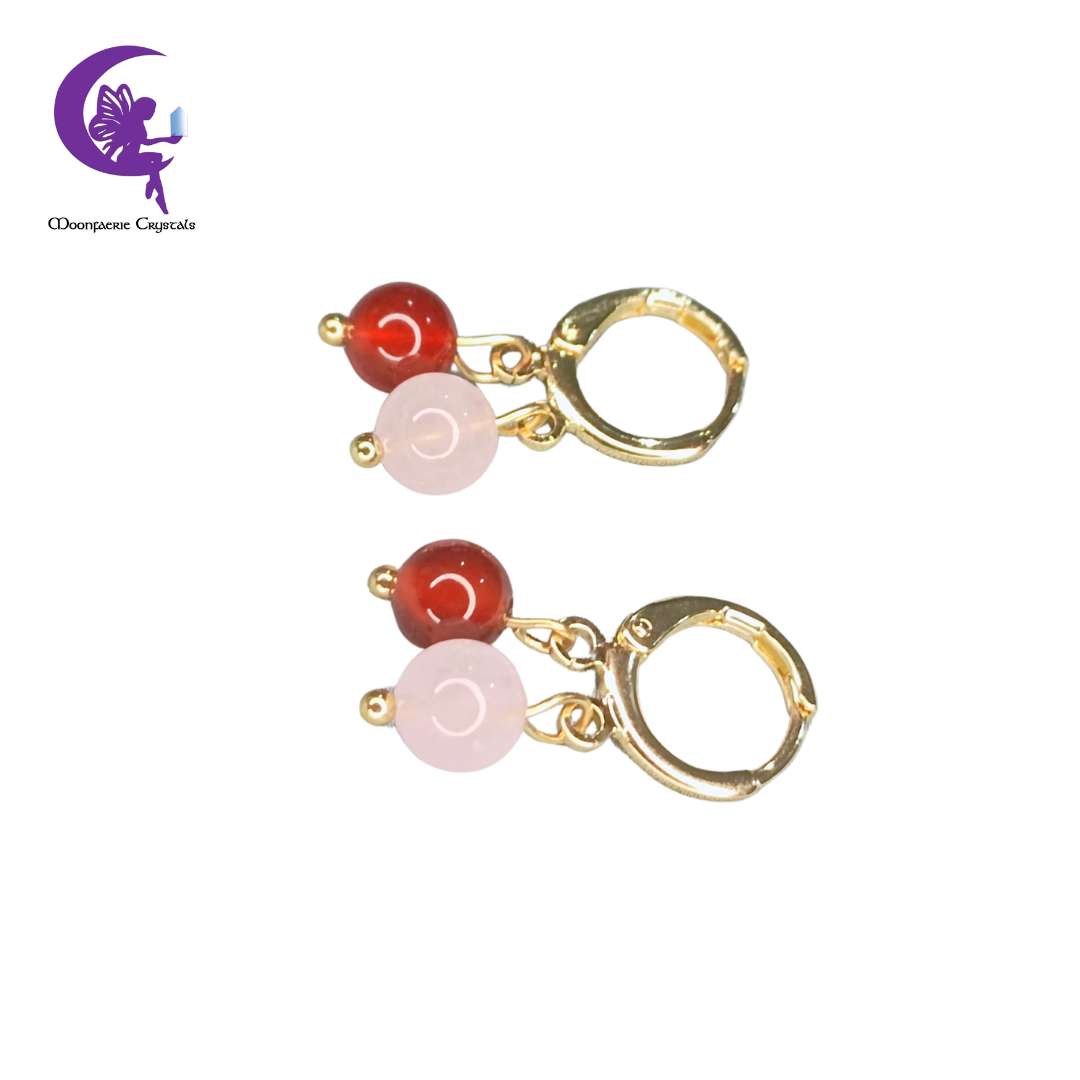 Carnelian & Rose Quartz Leverback Earrings