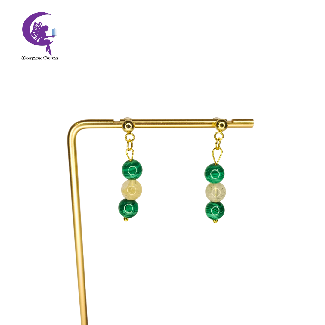 Vibrant Alchemy Earrings - Citrine & Malachite