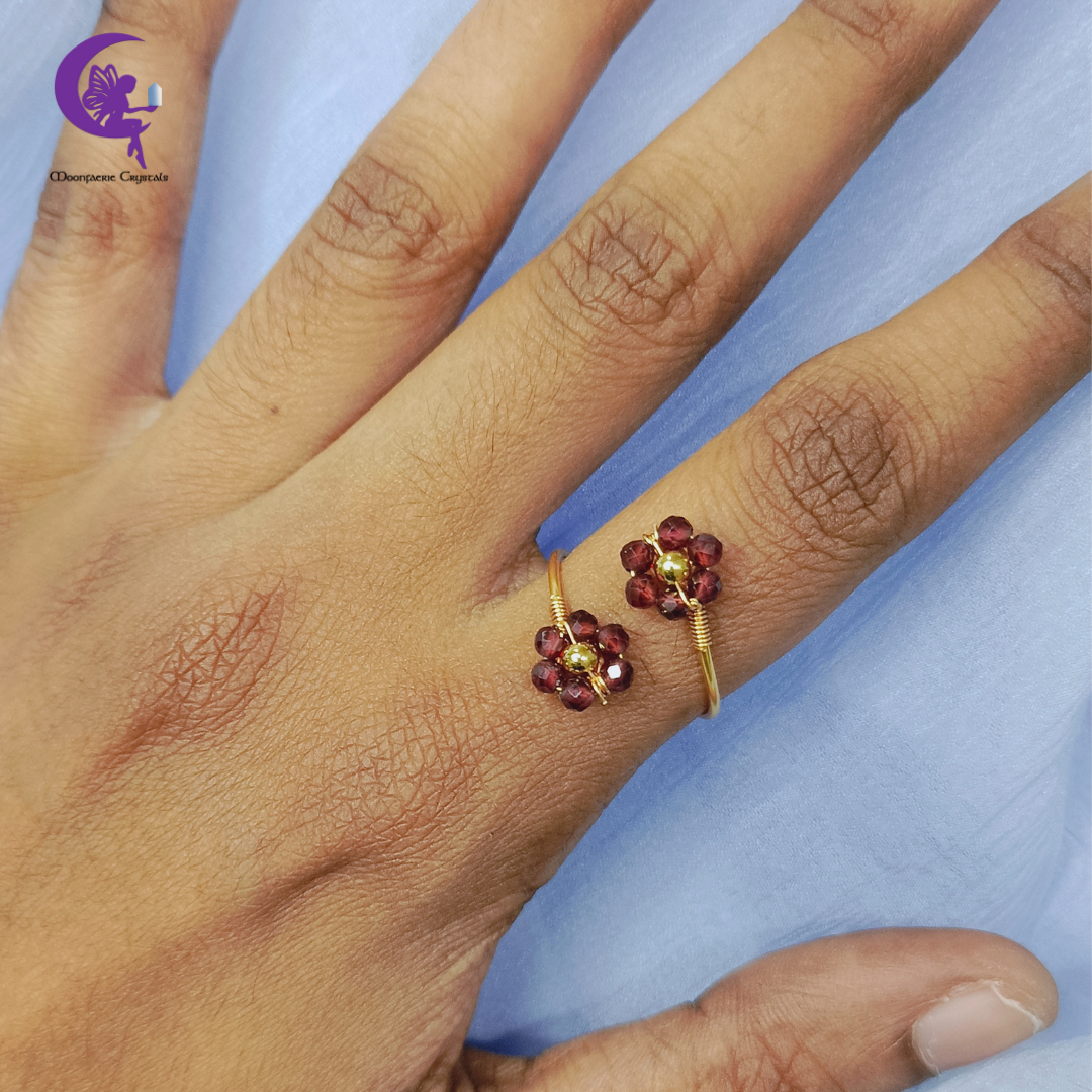 Garnet Sundrop Bloom Ring