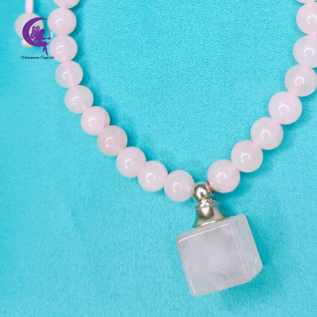 Rose Quartz Refillable Cube Gemstone Bracelet