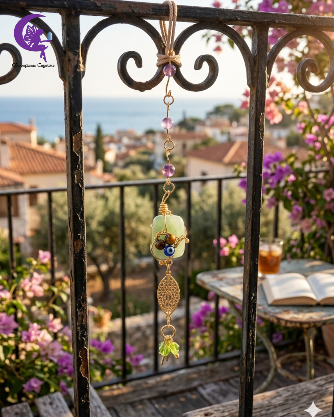 Sacred Garden of Eternal Abundance & Protection Gemstone Ornament - Green Aventurine, Amethyst, Brown Agate & Tiger's Eye