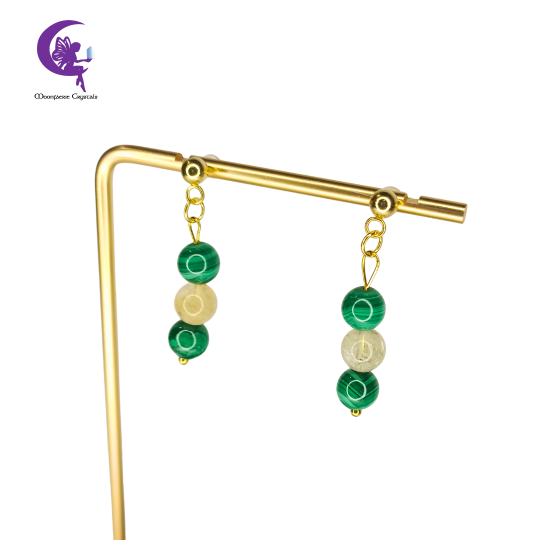 Vibrant Alchemy Earrings - Citrine & Malachite