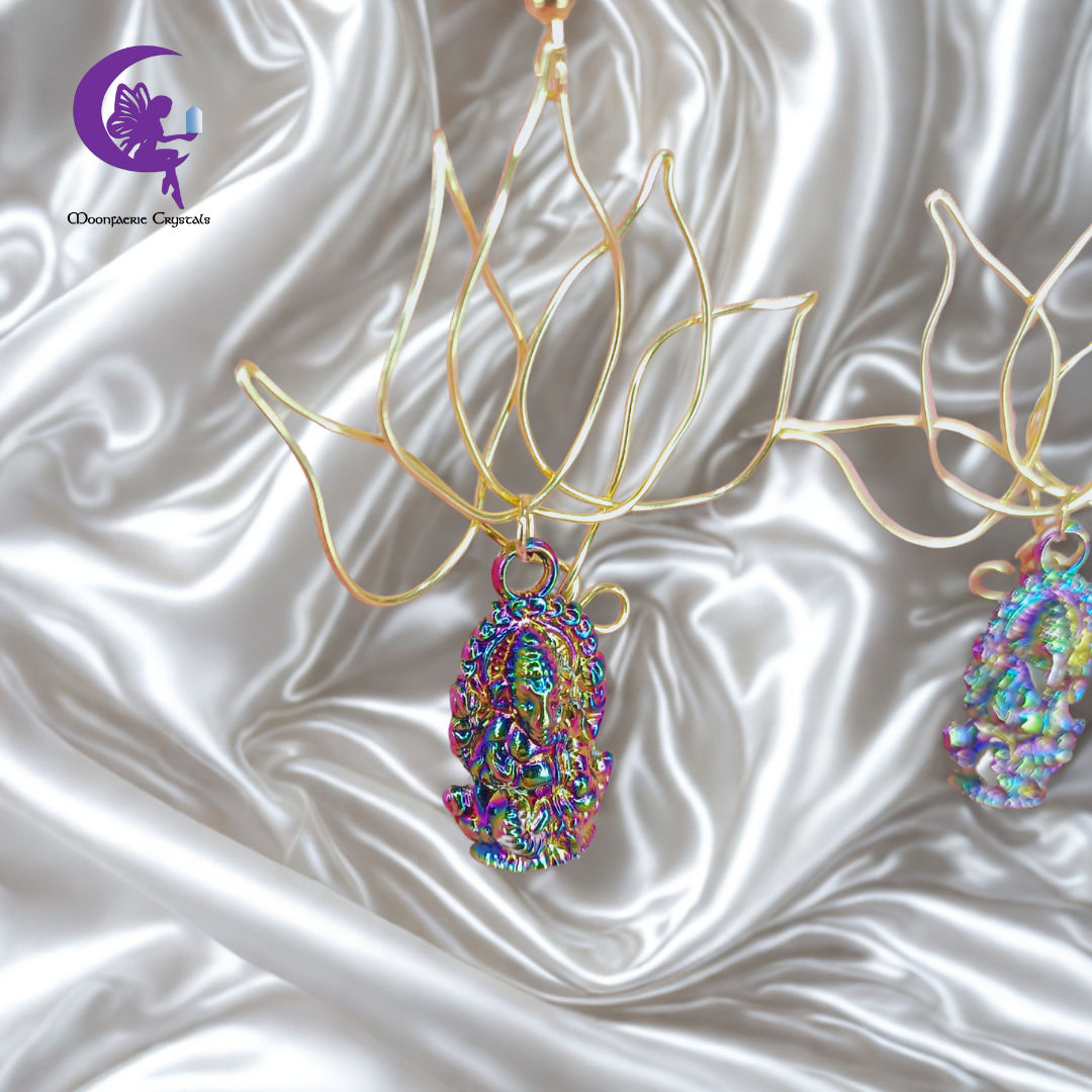 Sacred Ganesha Lotus Earrings