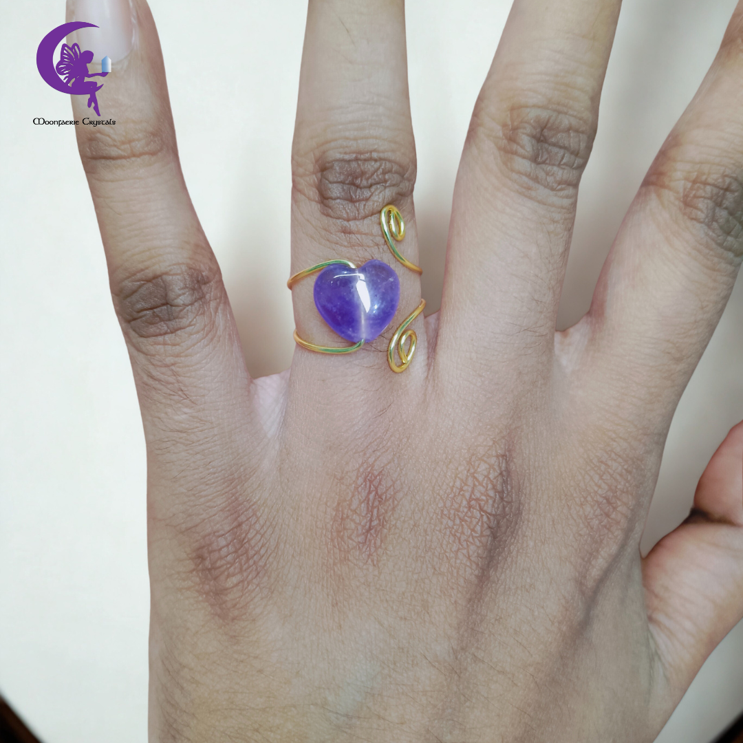 Crown & Third Eye Chakra Healer Ring – Amethyst