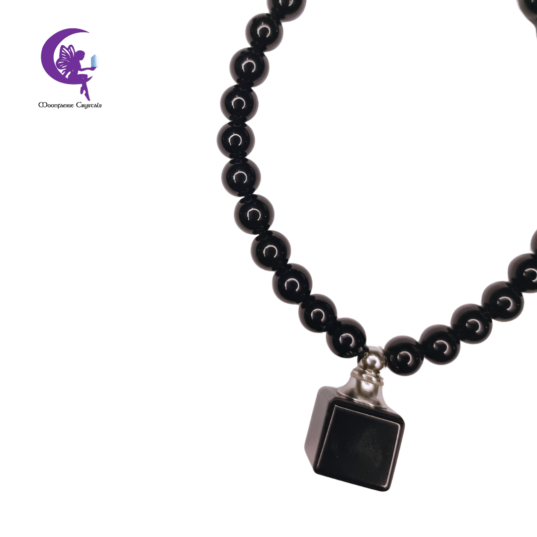 Black Obsidian Refillable Cube Gemstone Bracelet