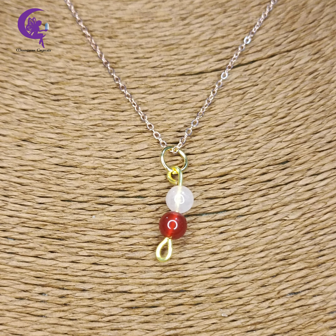 Minimalist Rose Quartz & Carnelian Gem Necklace