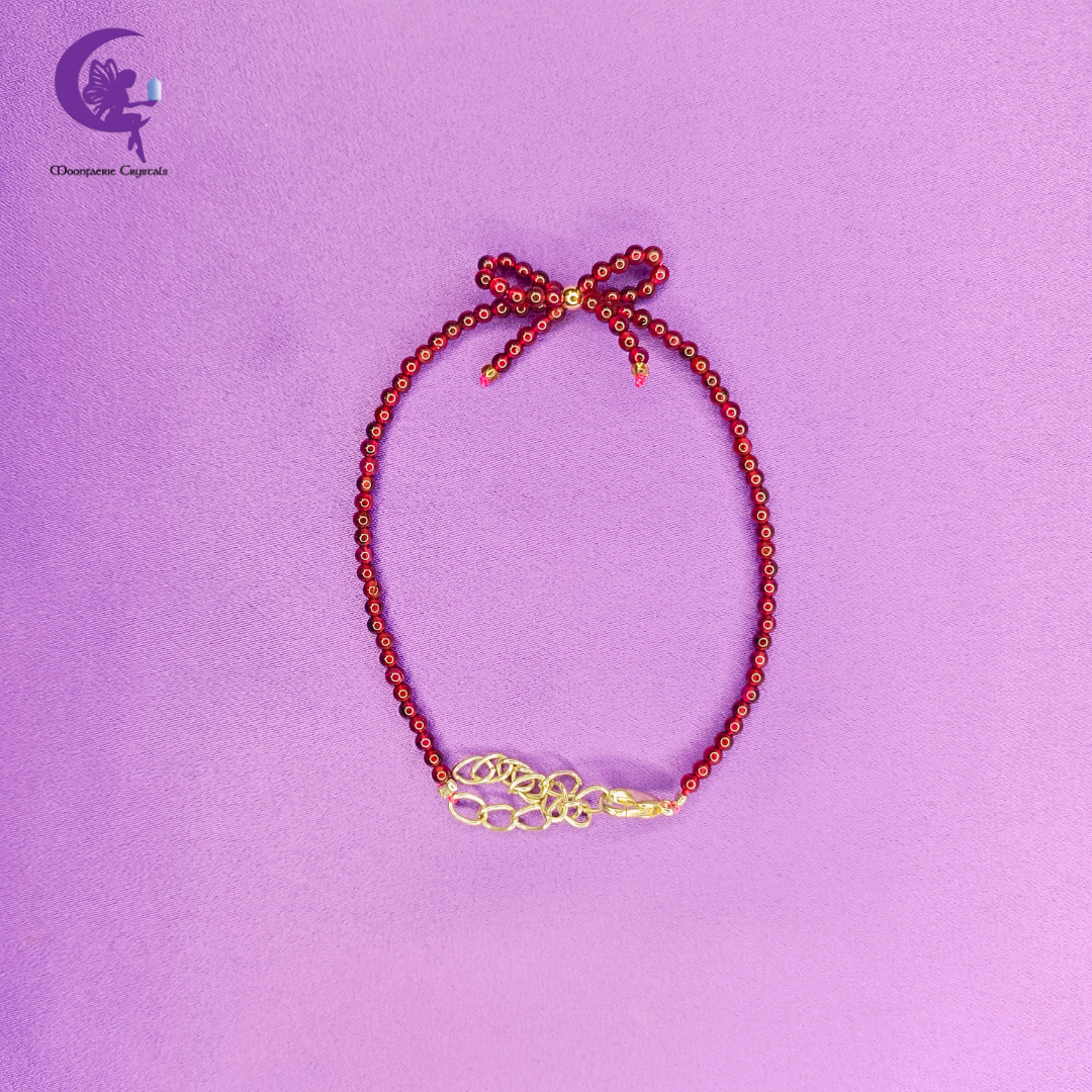 Garnet Bow Bracelet - Strength, Resilience & Vitality