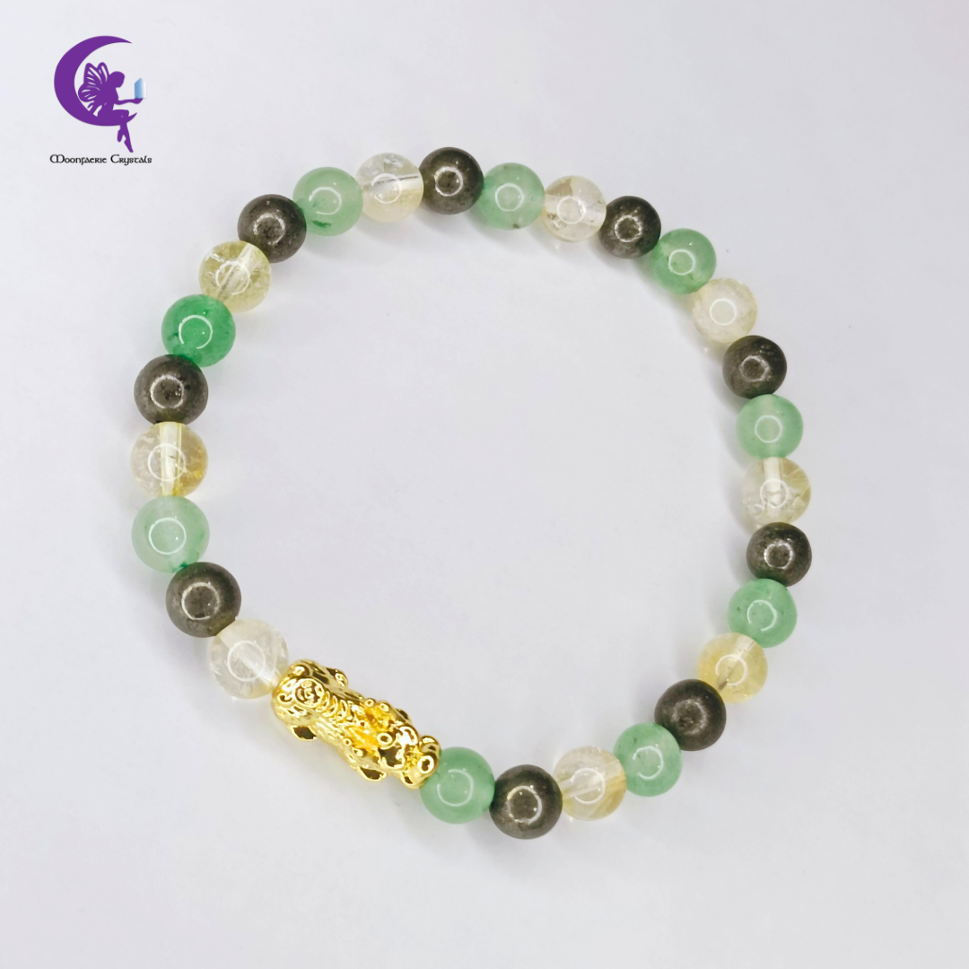 Pi Xiu Abundance Overflow – Green Aventurine, Citrine & Pyrite Bracelet