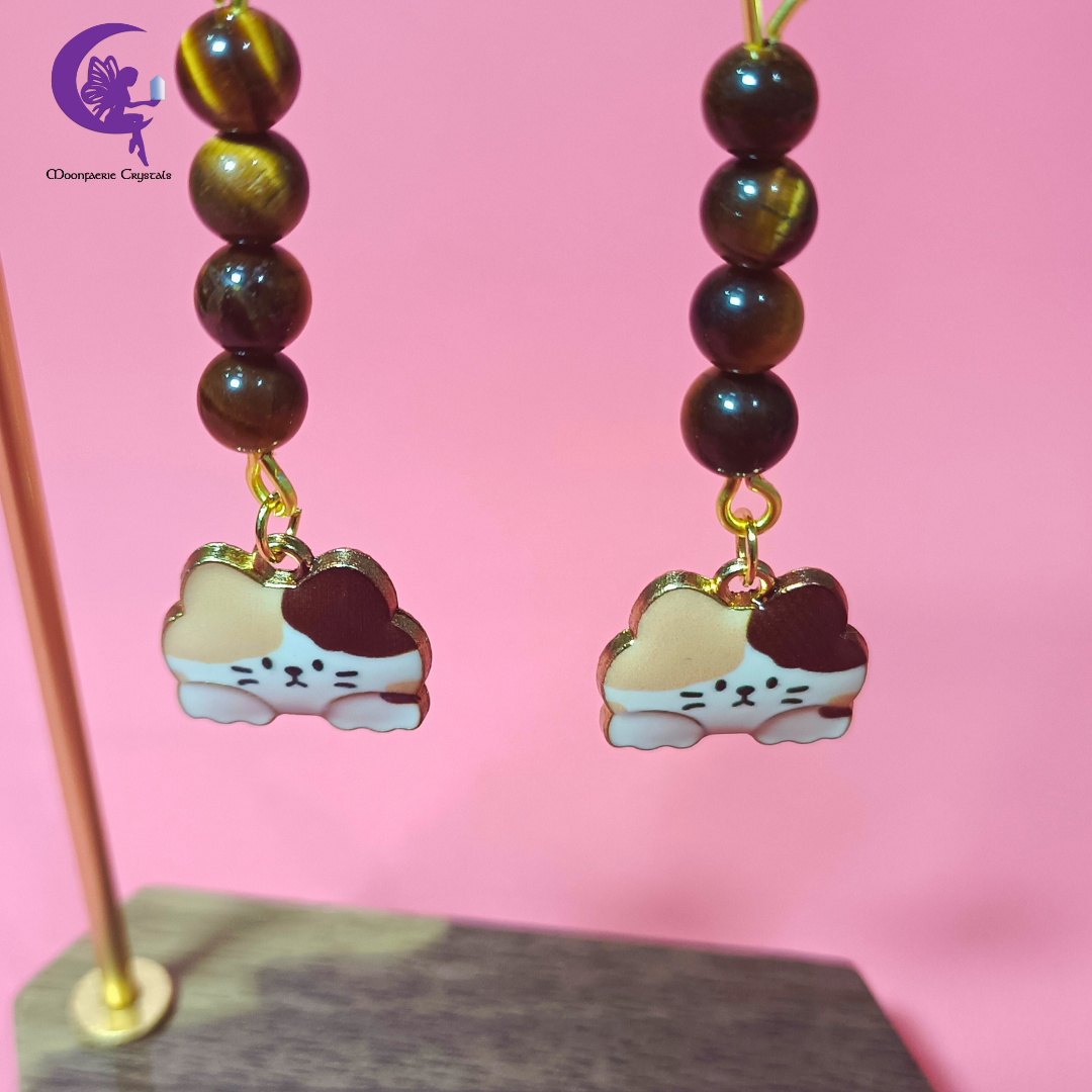 Meowgical Gemstone Dangling Earrings