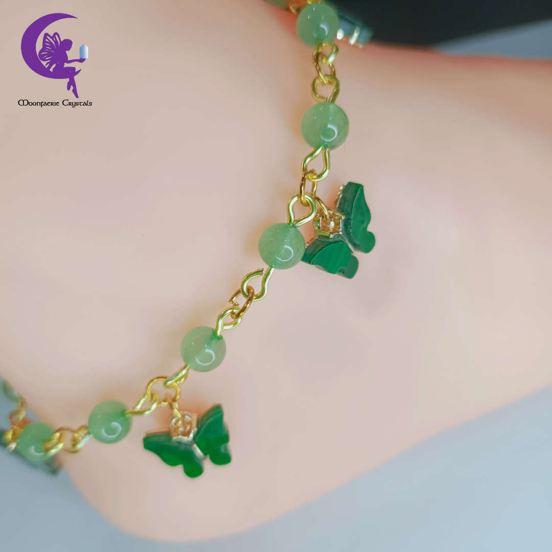 Enchanted Green Butterfly Green Aventurine Magical Anklet