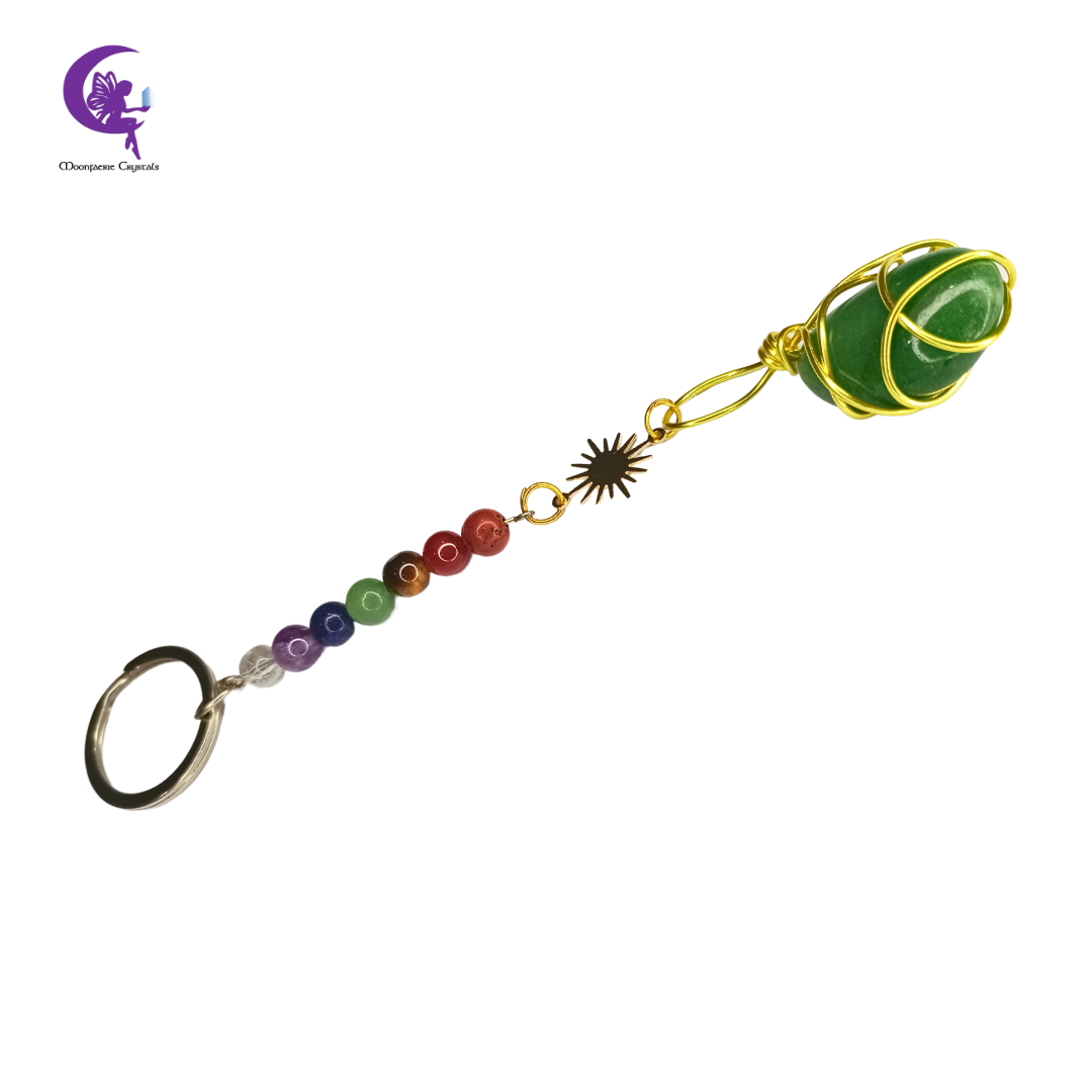 Celestial Green Aventurine 7 Chakra Keyring