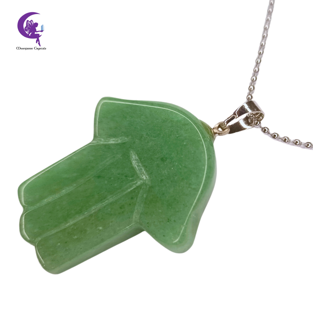 Green Aventurine Hamsa Gemstone Necklace- Pre- order