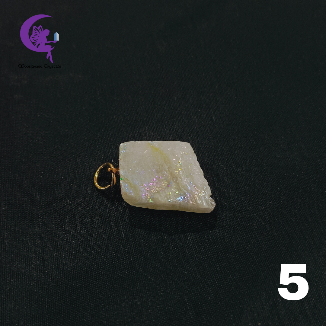 Electroplated Raw Moonstone Luminous Pendant