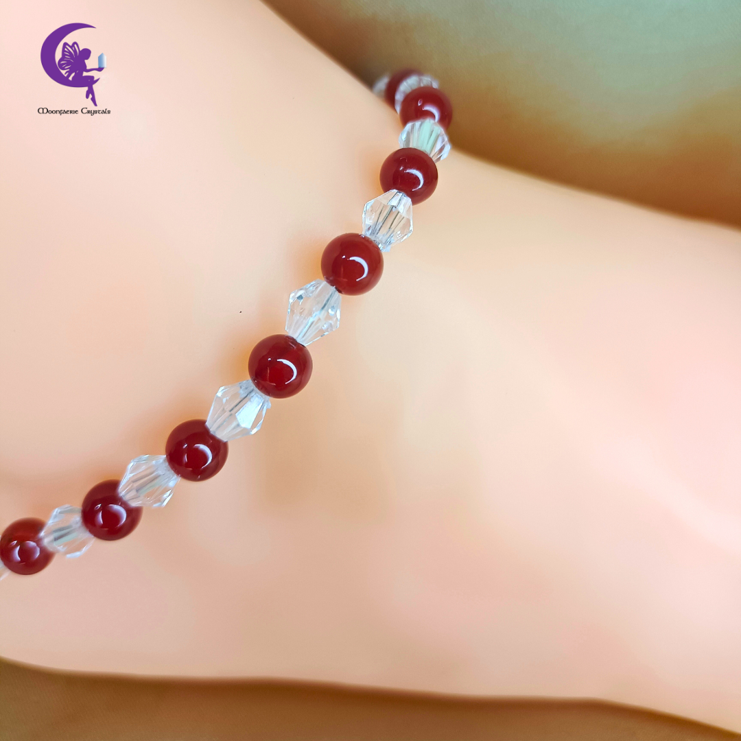 Fairy Sparkle Elegant Gemstone Anklets - Carnelian