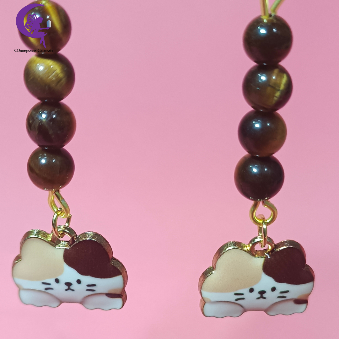 Meowgical Gemstone Dangling Earrings