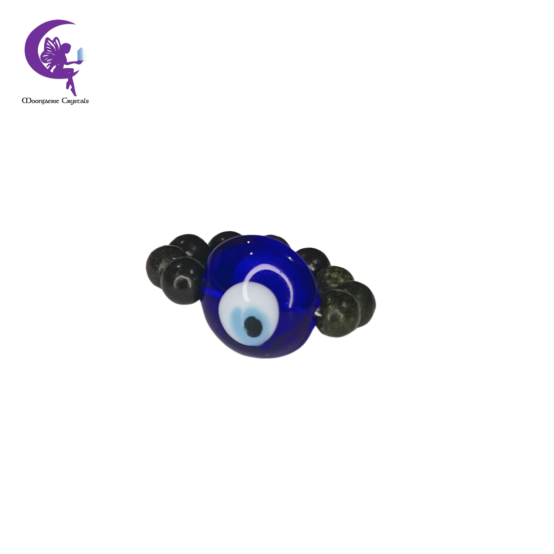 Evil Eye Lampwork Serpentine Ring