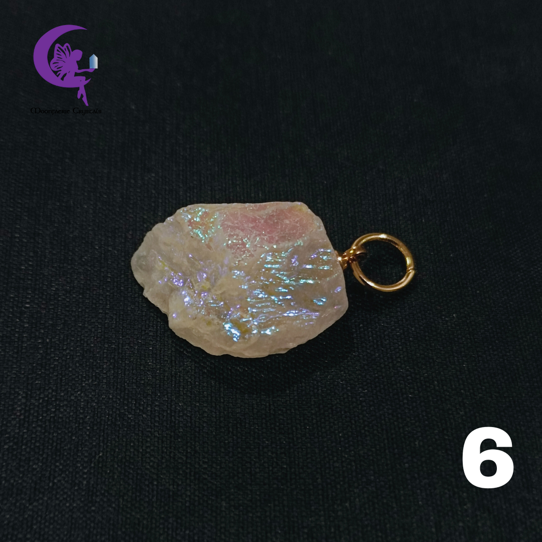 Electroplated Raw Moonstone Luminous Pendant