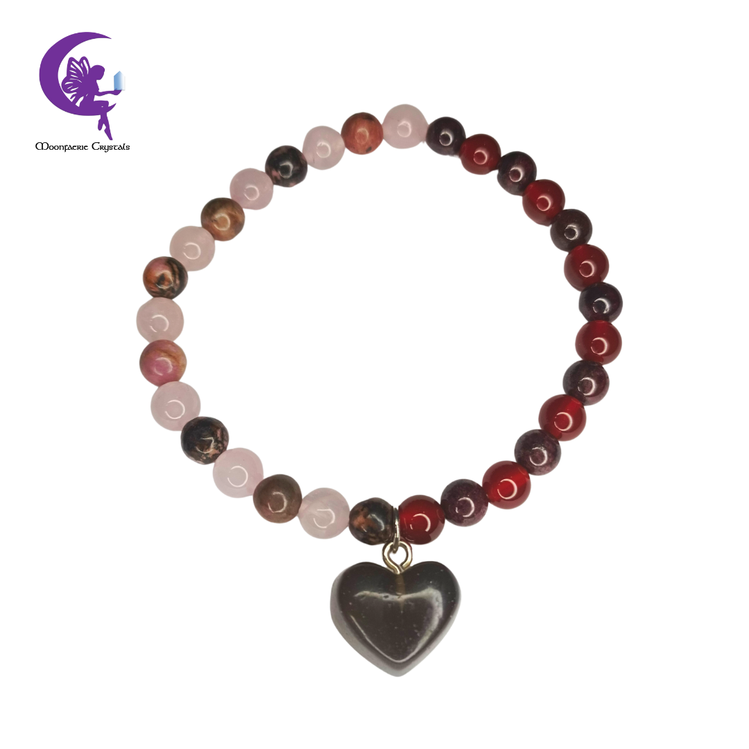 Complete Love Embrace of Anahata - Rhodonite, Rose Quartz, Carnelian and Garnet