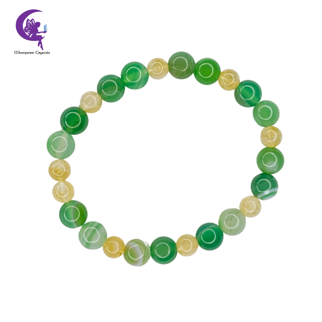 Triple Abundance Bracelet - Green Aventurine, Green Agate & Citrine