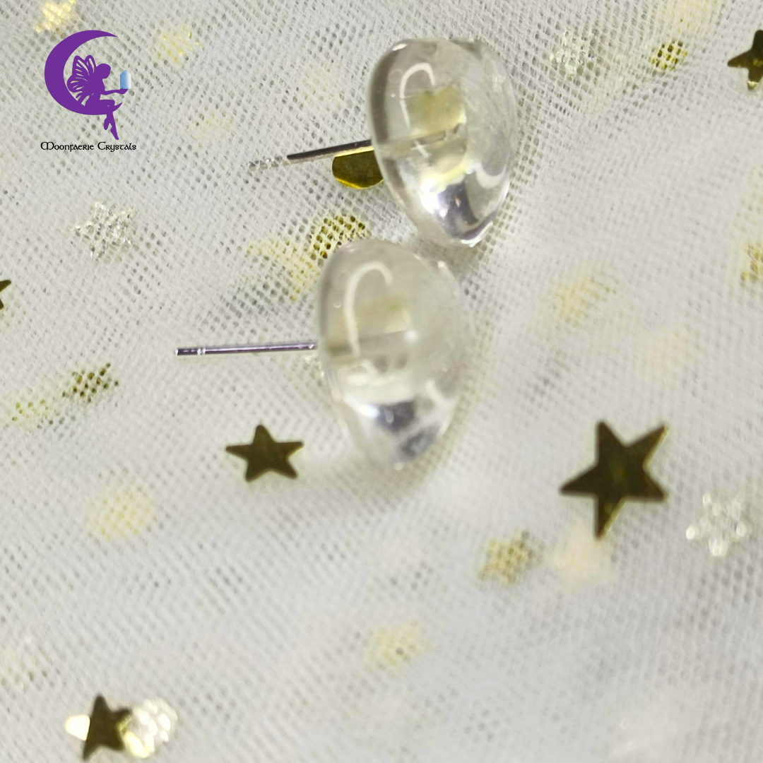 Clear Quartz Heart Shaped Stud Earrings - The Master Healer