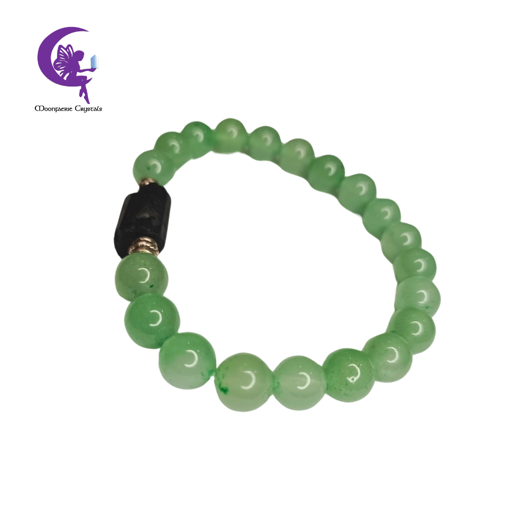 Green Aventurine & Raw Black Tourmaline Bracelet