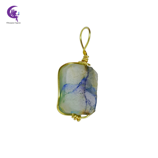 Wire-Wrapped Lapis Chrysocolla Pendant