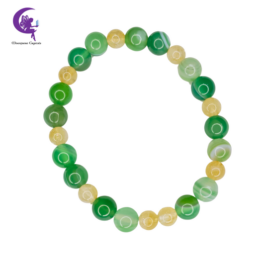 Triple Abundance Bracelet - Green Aventurine, Green Agate & Citrine