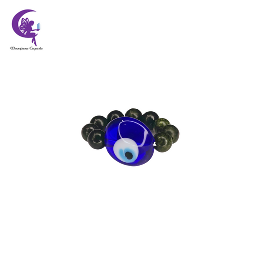 Evil Eye Lampwork Serpentine Ring