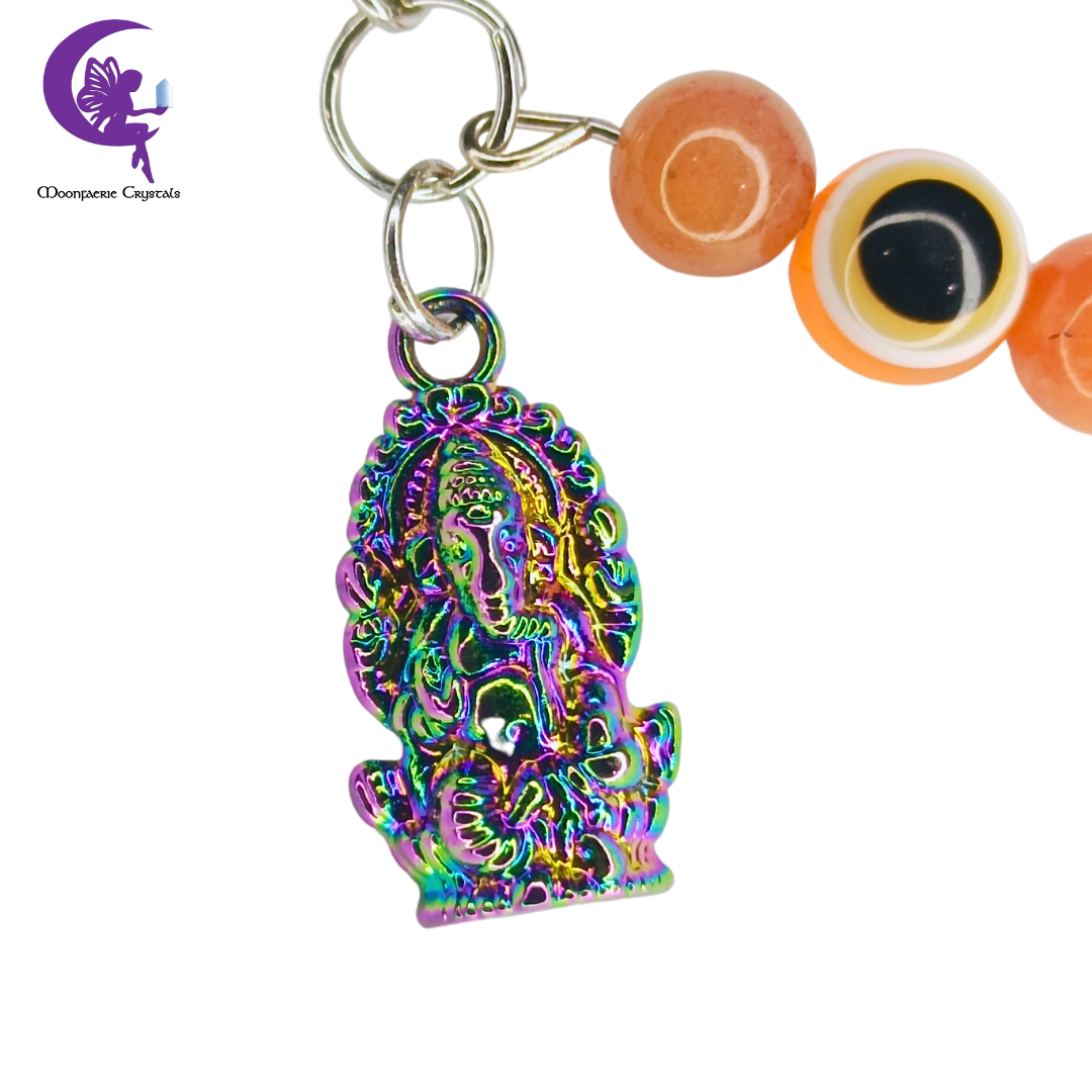 Ganesha's Red Aventurine Talisman Keyring