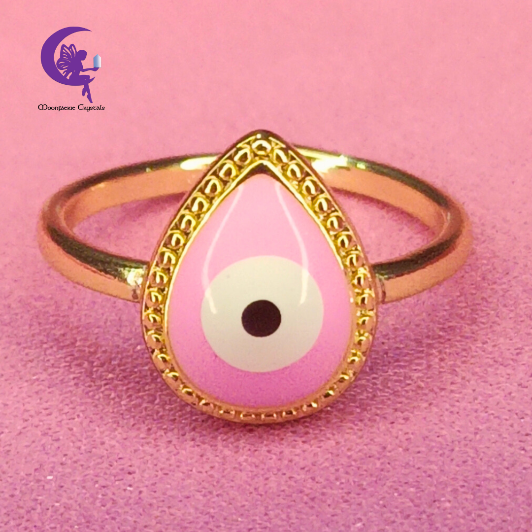 Evil Eye Tear Drop Adjustable Ring