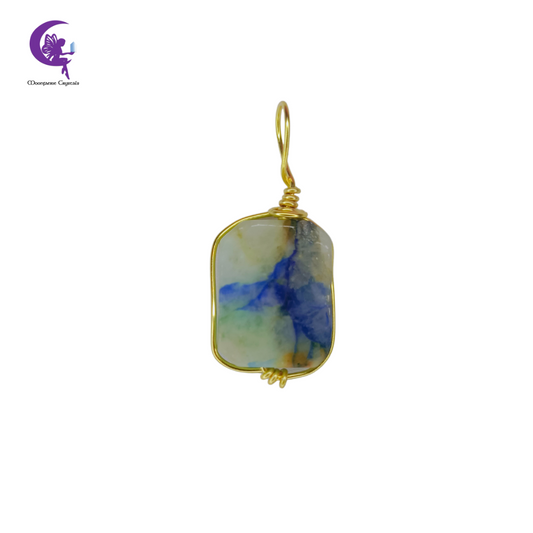 Wire-Wrapped Lapis Chrysocolla Pendant