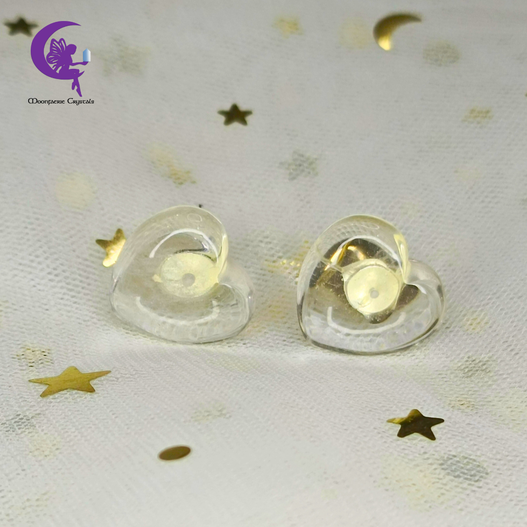 Clear Quartz Heart Shaped Stud Earrings - The Master Healer