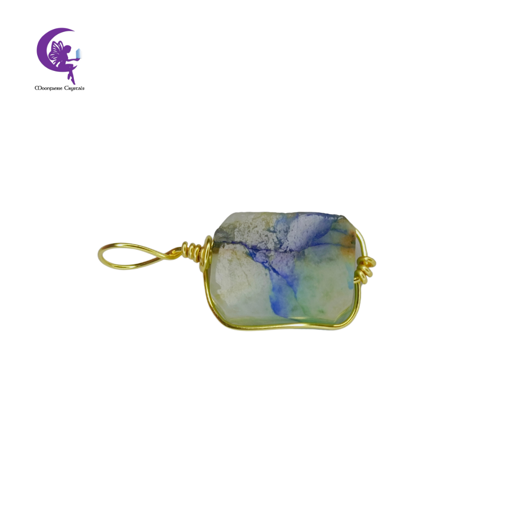 Wire-Wrapped Lapis Chrysocolla Pendant