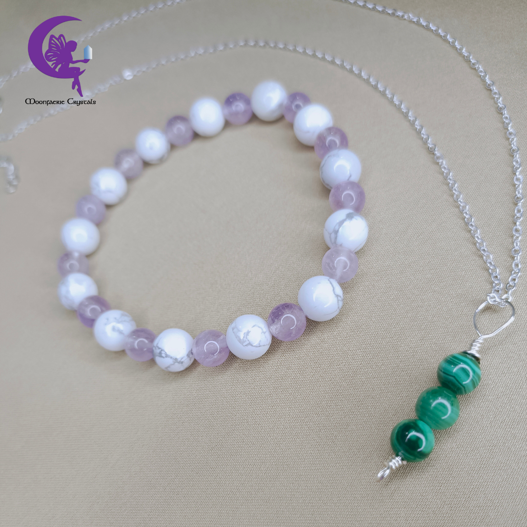 Ketenangan &  Perlindungan Bundle - Amethyst, Howlite & Malachite