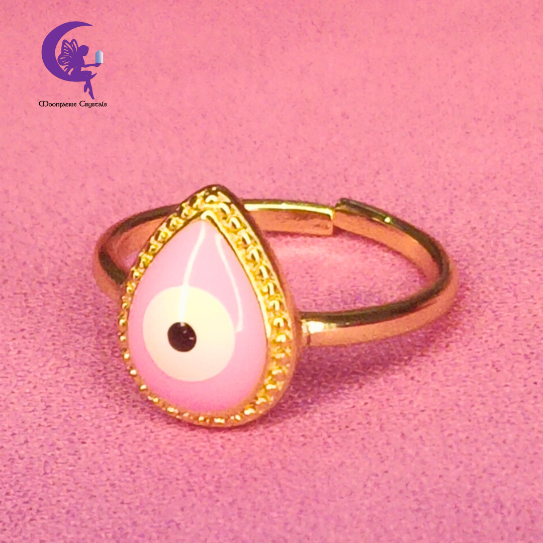 Evil Eye Tear Drop Adjustable Ring