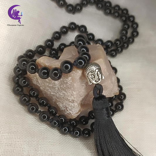 Peace, Protection & Motivation Black Agate Mala