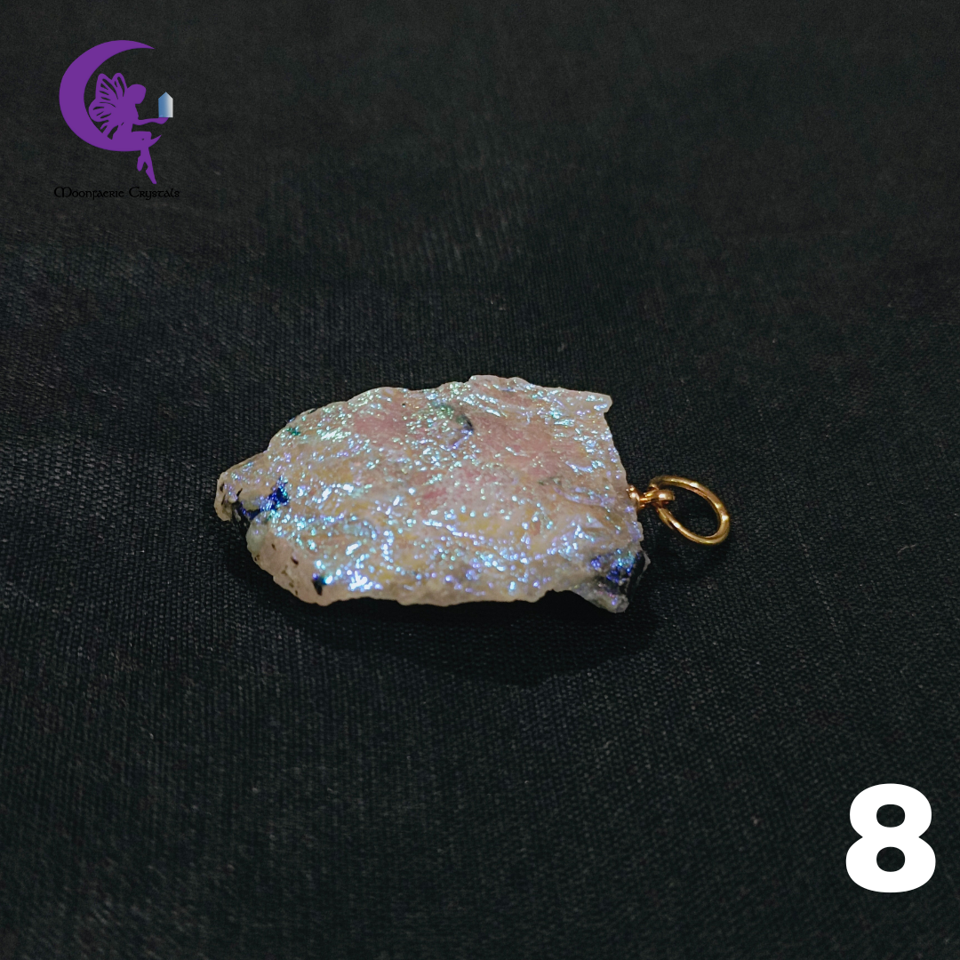 Electroplated Raw Moonstone Luminous Pendant